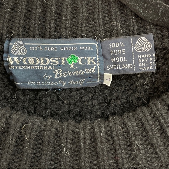 Vtg Woodstock by Bernard Men's 100% Shetland Wool Crewneck Striped Sweater Large - Picture 2 of 8